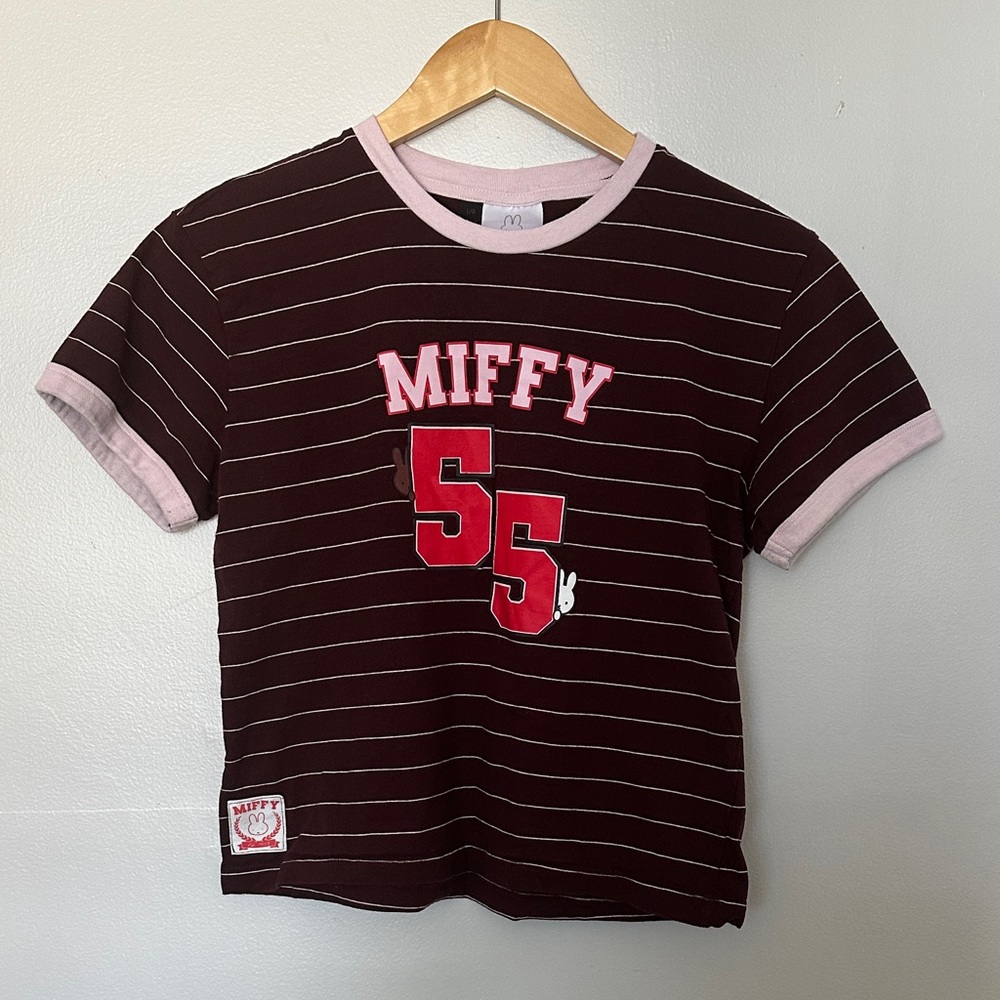 Miffy Cotton On Burgundy Tee with Pink Accents